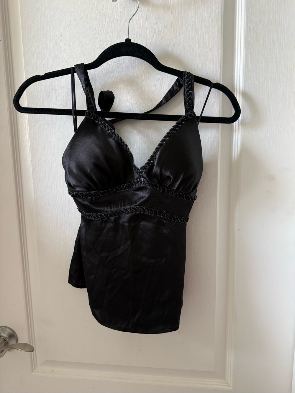 Guess Black Satin beaded Trim Chemise Cami